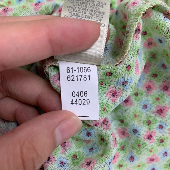 J.Jill Shirt Womens S Small Spring Lettuce Trim Short Sleeve Floral Dot Sheer - Picture 11 of 13